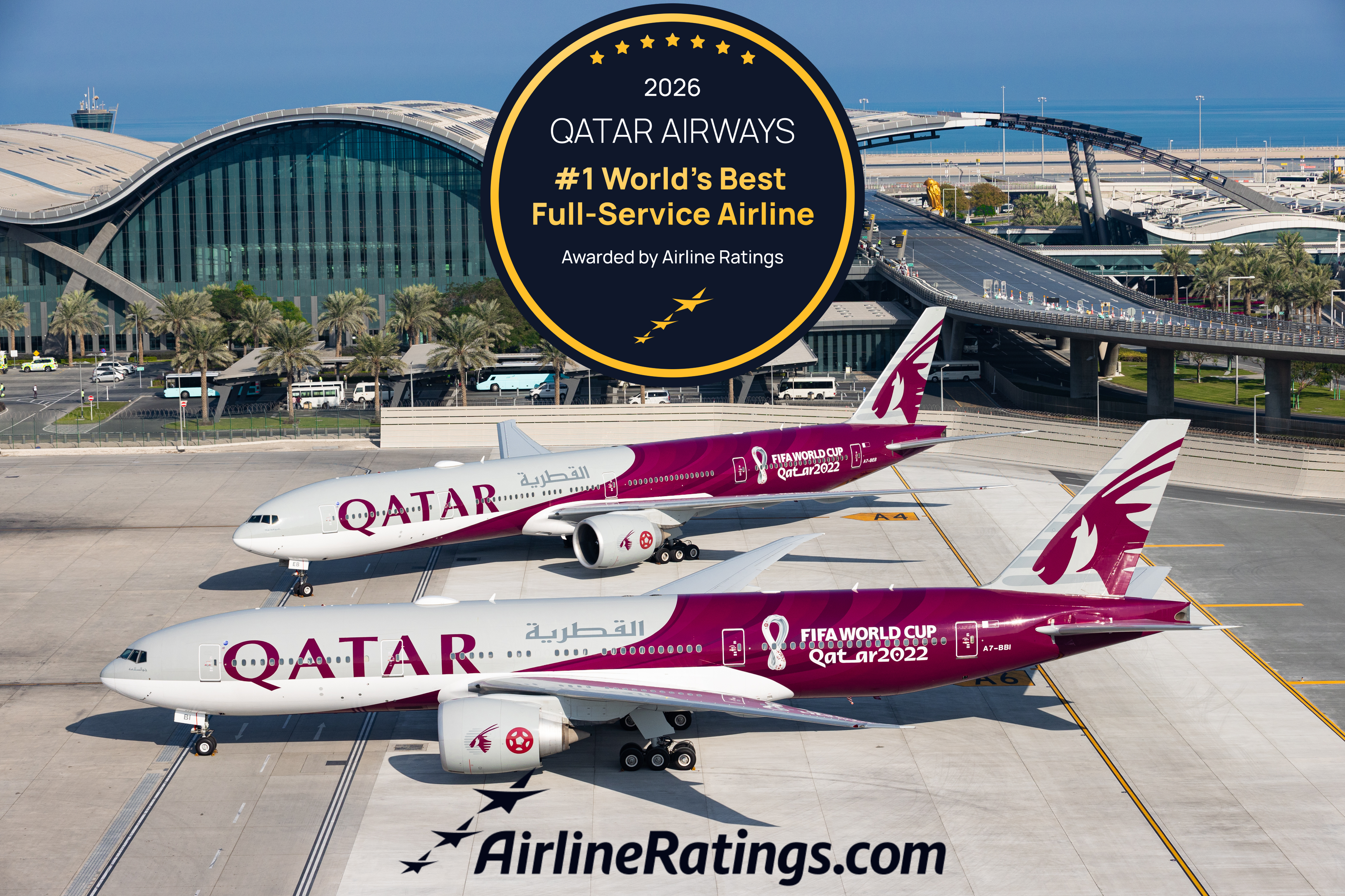 Qatar Airways is named World's Best Airline for 2026 by AirlineRatings